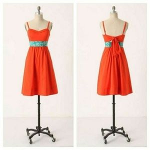 Anthropologie Edme & Esyllte Cotton Silk Orange Dress